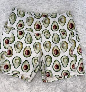 Muscles & Donuts Women’s L Avocado Design Biker Shorts. Fun, W/pockets. Grt Item